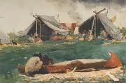 Winslow Homer Montagnais Indians (Making Canoes) (mk44) Sweden oil painting artist